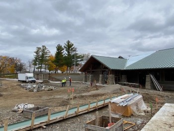 Main entrance of building under construction