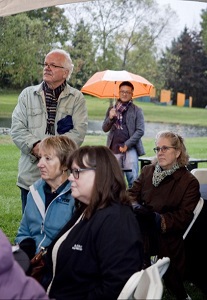 Viewers watching presentation