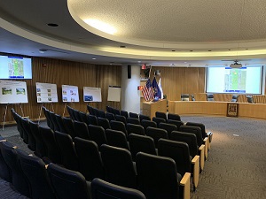 Meeting room with rows of seats